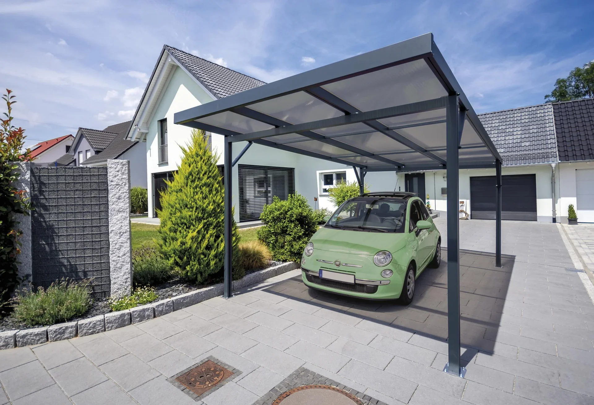 Carport Premium, anthrazit, 3094 x 5620 mm - Polycarbonat Stegplatten 16 mm, bronze - 1