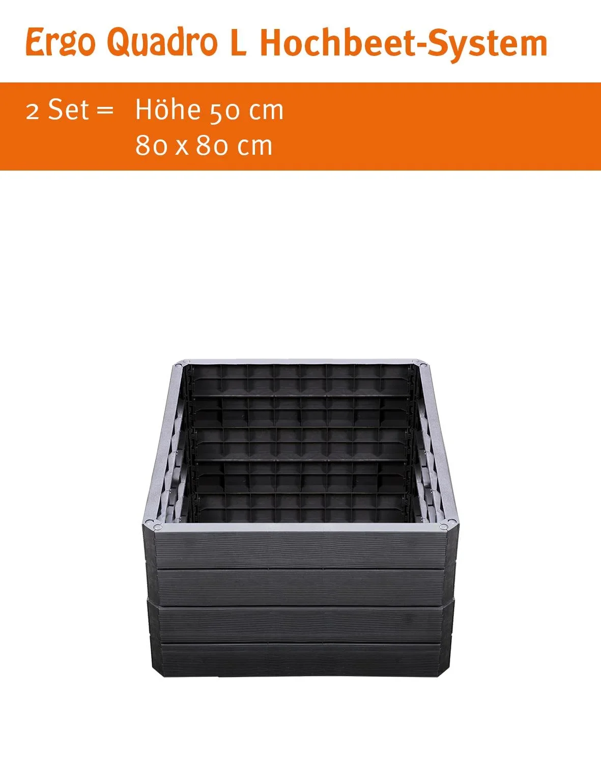Ergo Quadro L Hochbeetsystem anthrazit, Höhe: 25 cm, 80 x 80 cm - 0
