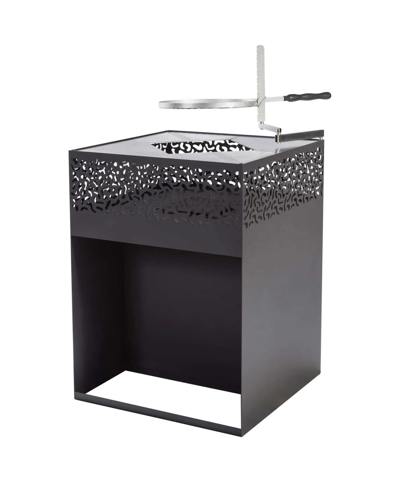 Grill CUBE 1000 schwarz mit Grillrost Ø38, Schwenkarm und Metallabdeckung - 5
