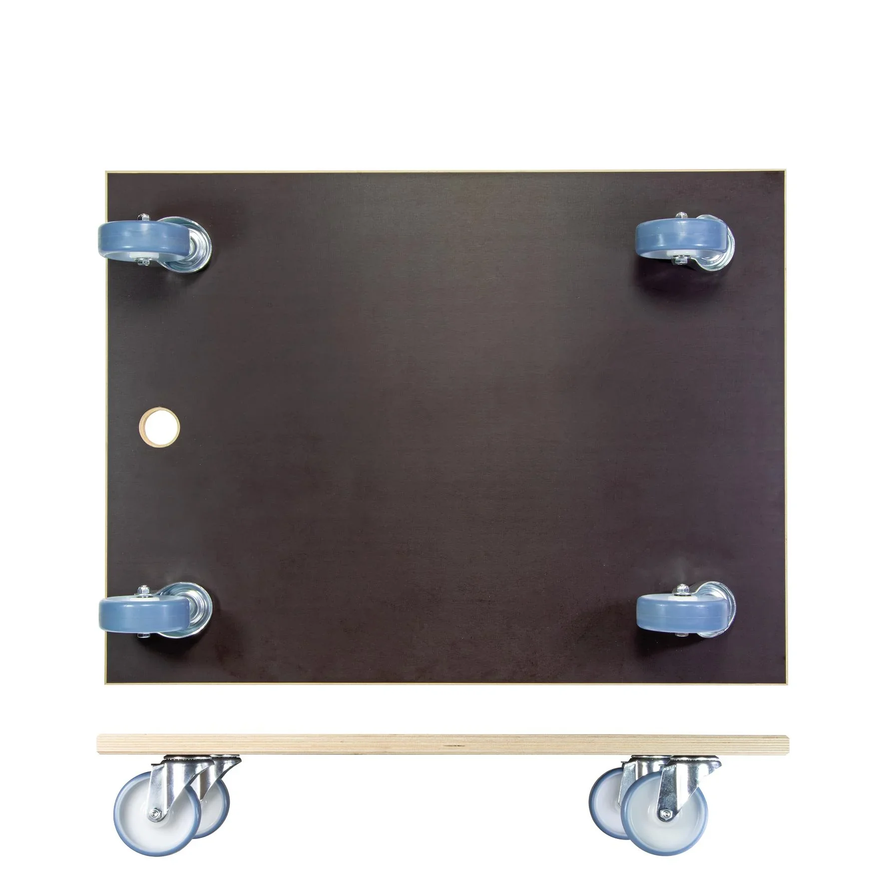 Transporthilfe MM 1147, 78 x 59 x 15 cm, softe Rollen Ø 100 mm, Rollenlager, Platte Maxigrip FSC®, Tragkraft 500 kg - 4