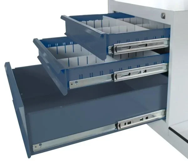 Werkbank Eko, 3 Schubladen, RAL 7035/7016, L1200xB600xH825mm, - 1