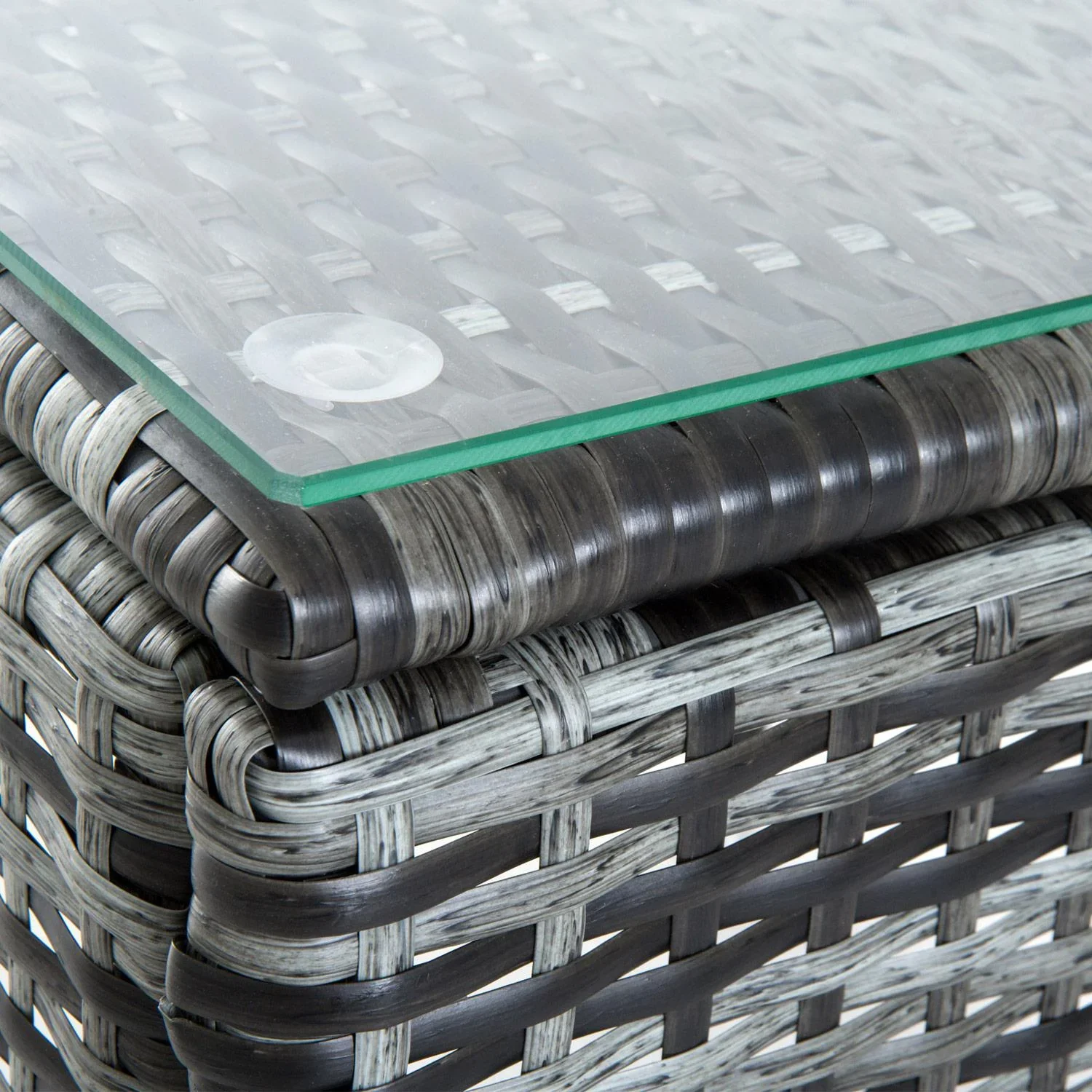 Sonnenliege Gartenliege Tisch 3er-Set Gartenmöbel Polyrattan + Metall Grau höhenverstellbar - 0