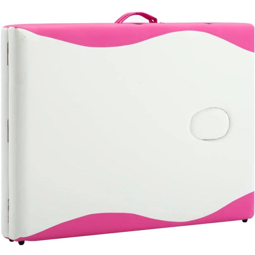 Klappbarer Massagetisch mit 2 Zonen Aluminium weiß und rosa - 3
