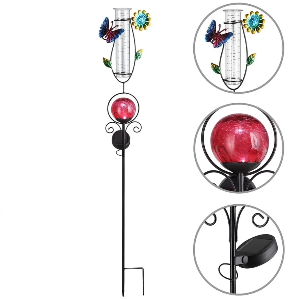 Solarenergie-Beleuchtung mit Regenmesser rot - 1