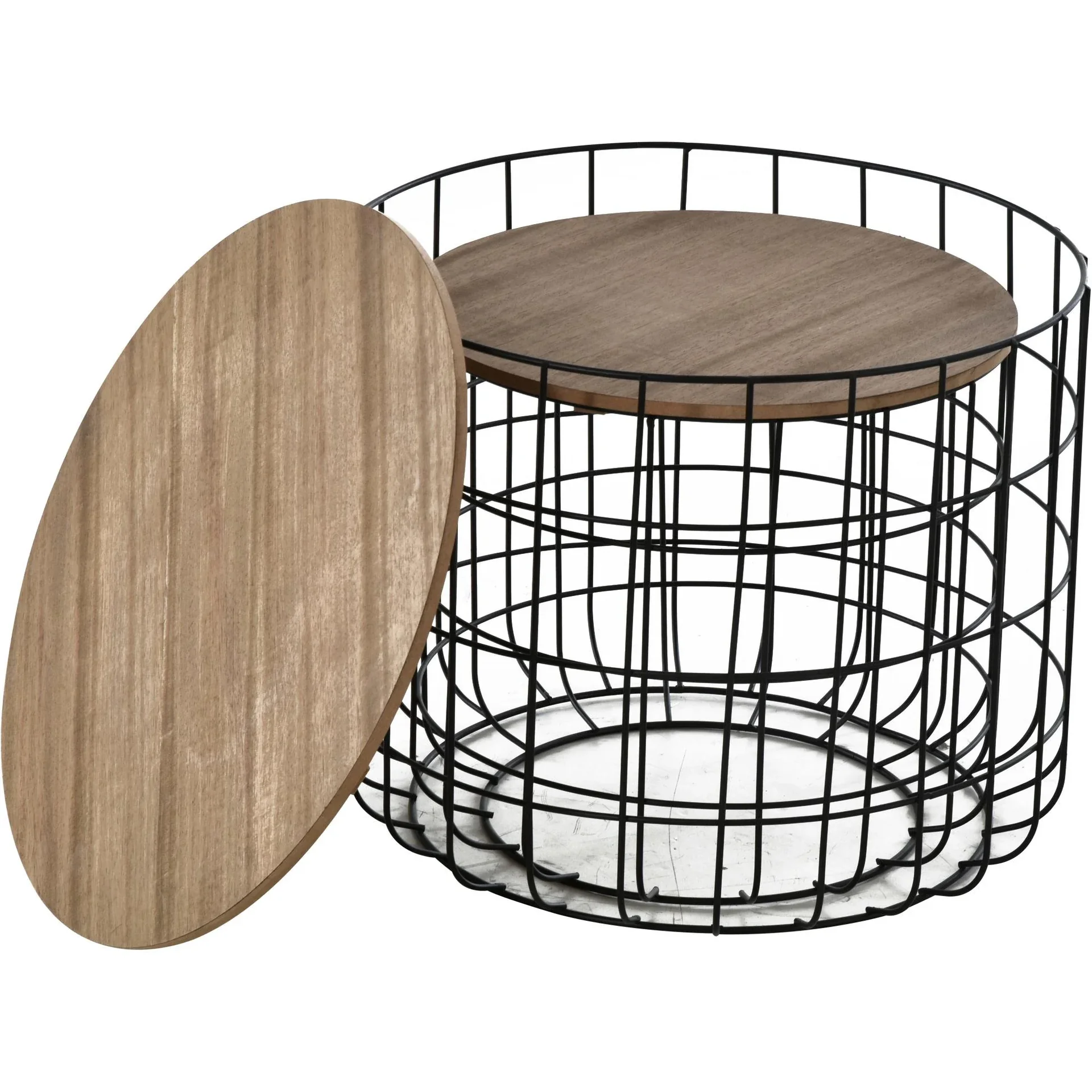 Beistelltisch 2-teilig, schwarz und braun - 4