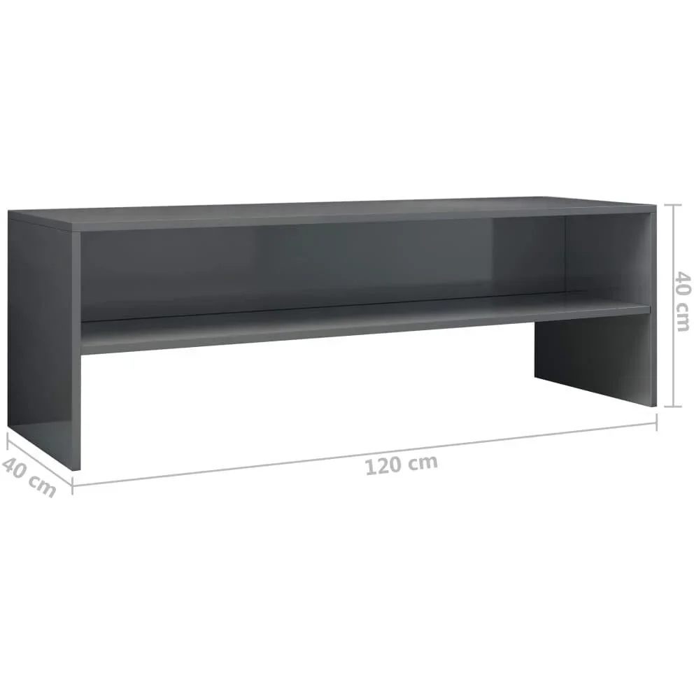 TV-Schrank 120x40x40 cm Spanplatte hochglänzend grau - 2