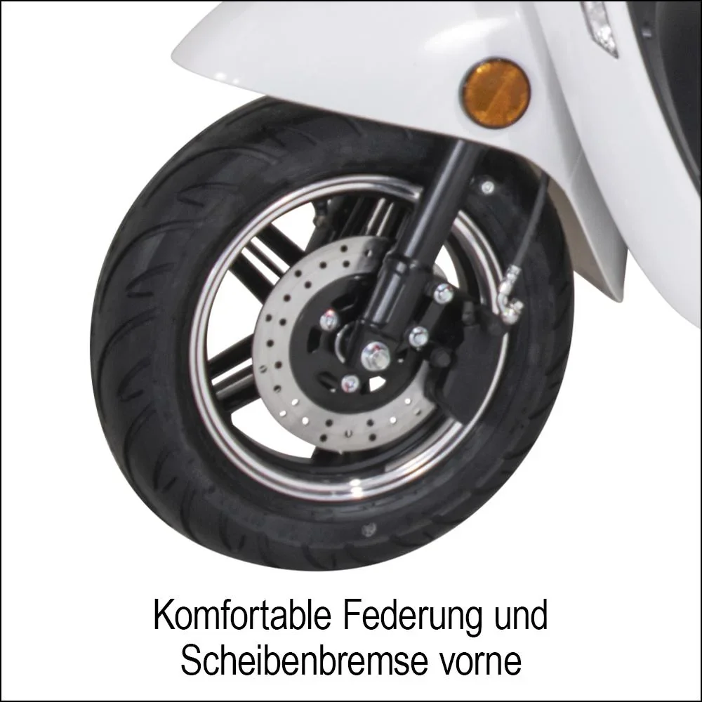 Kompakt E-Roller "Roma" 45 km/h weiß - 6