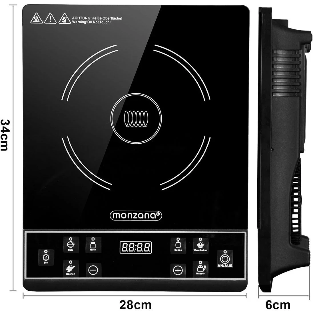 Induktionskochplatte mit Zeitschaltuhr - 2000W - 230V - LED-Anzeige - 1