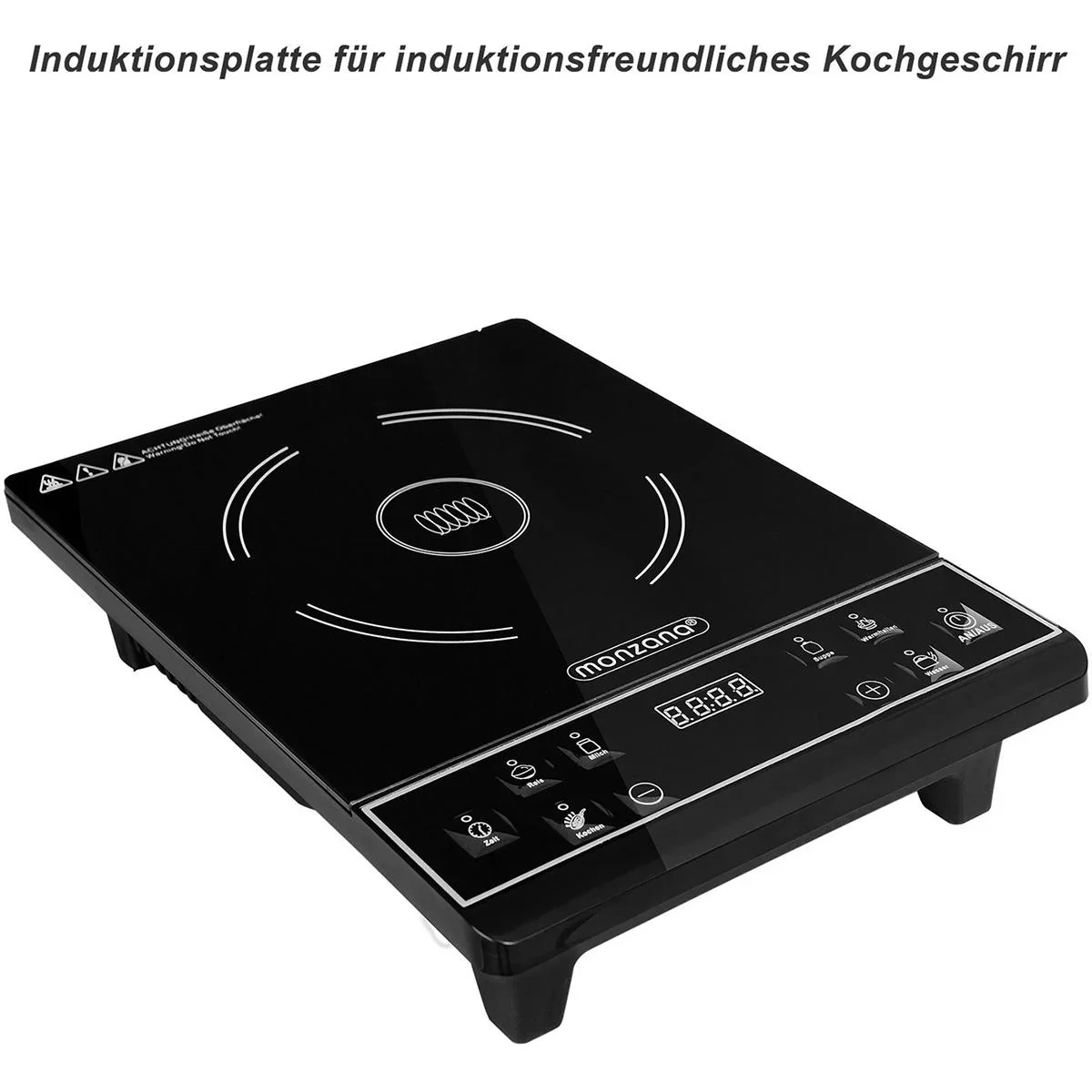 Induktionskochplatte mit Zeitschaltuhr - 2000W - 230V - LED-Anzeige - 4