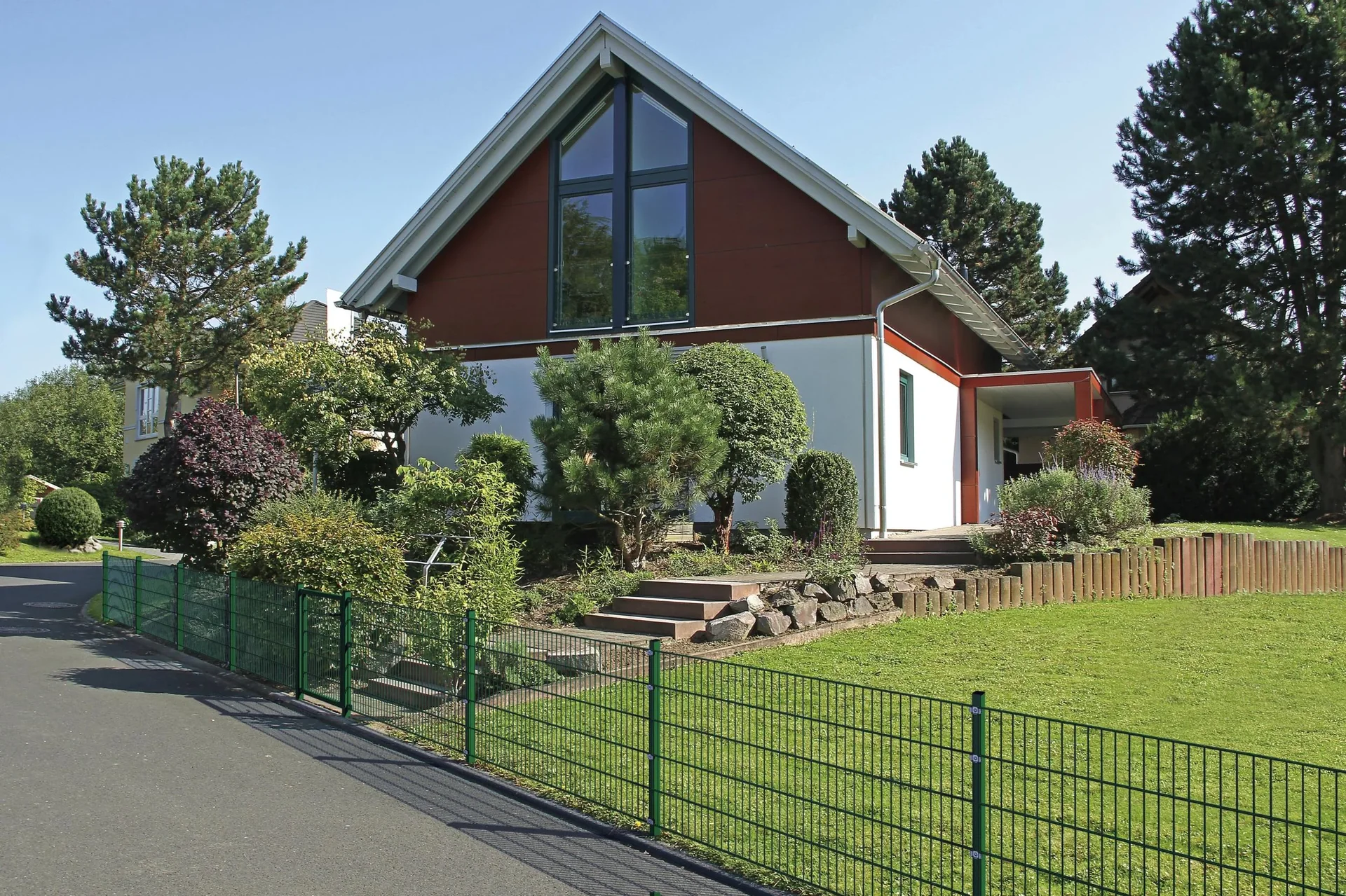 Doppelstabmattenzaun Komplettset, grün, Höhe 80 cm, Länge 24 m - 2