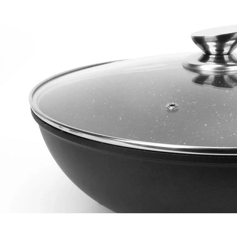 Wokpfanne - mit Glasdeckel - 28cm - Schwarz - 2