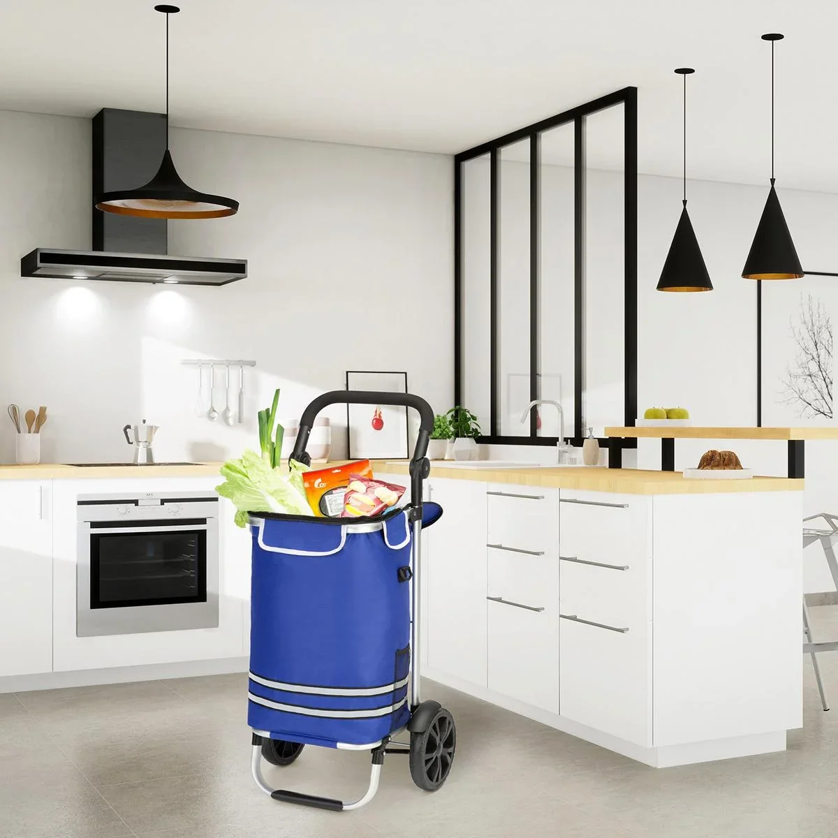 Einkaufswagen blau Aluminium 35L 31x24x54cm - 5