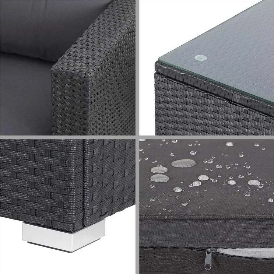 Polyrotan XL Lounge-Set 26-teilig. Schwarz Anthrazit - 4