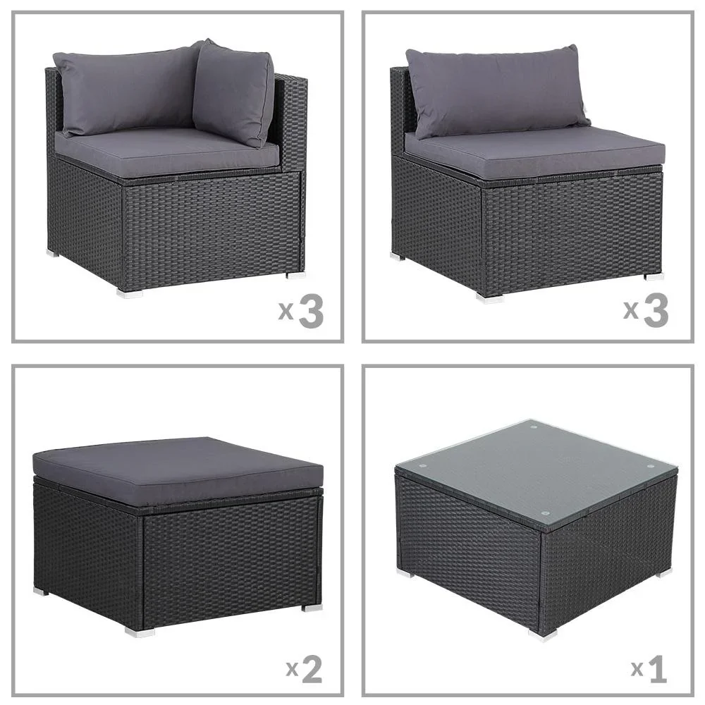 Polyrotan XL Lounge-Set 26-teilig. Schwarz Anthrazit - 5