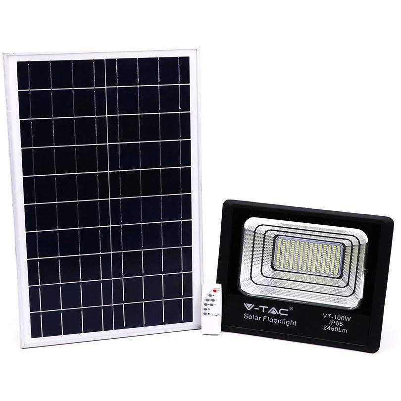 VT-100W Solarscheinwerfer mit separatem Solarpanel - 35W - 2450 Lumen - 4000K - Solarenergie - 2