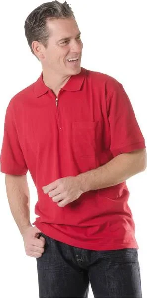 Herren Poloshirt mit Reißverschluss, Farbe rot, Gr. M - 0