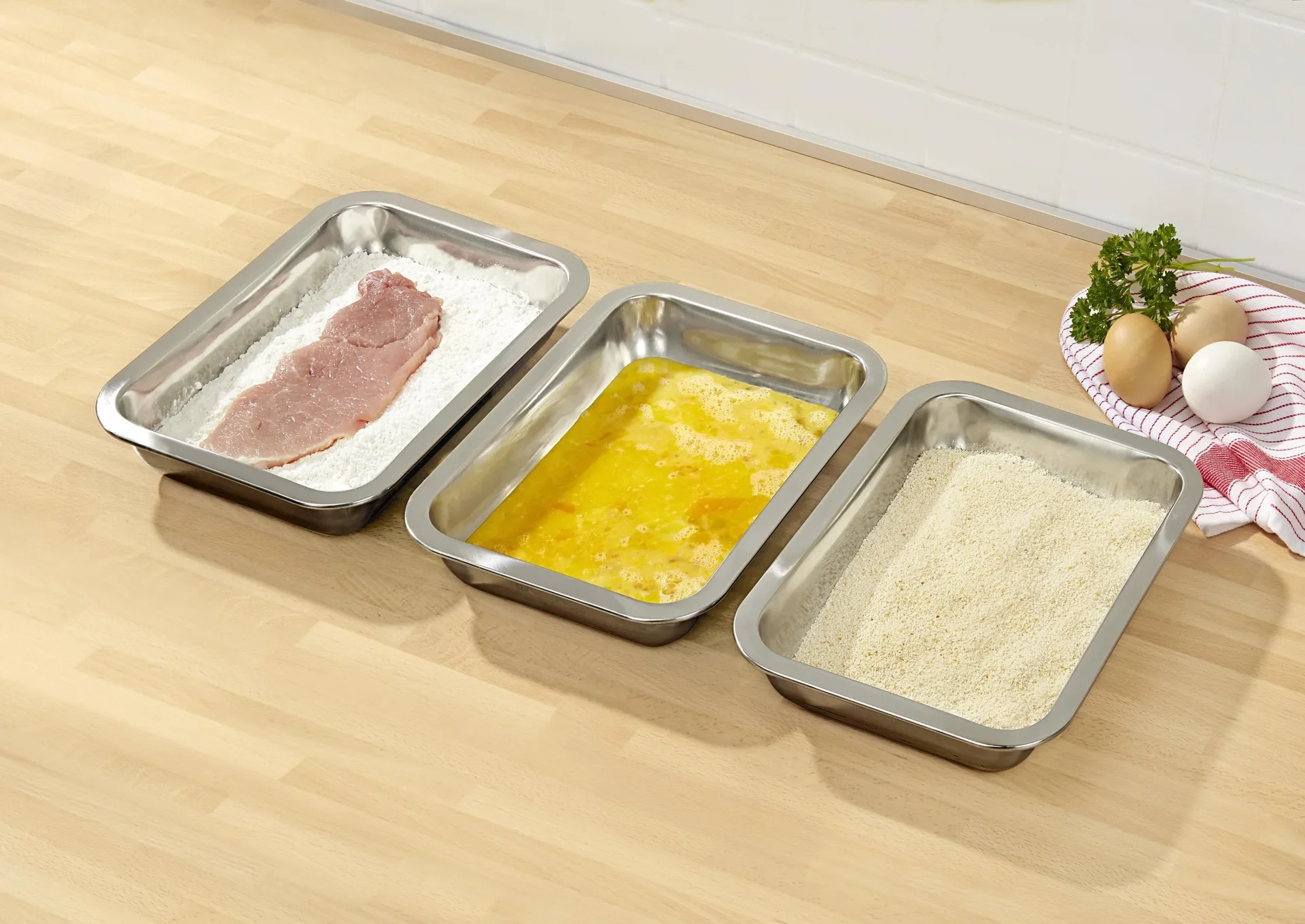 Jumbo SchneidCenter - Bambus Schneidbrett mit 3 Edelstahl Auffangschalen, 4-teilig - 0