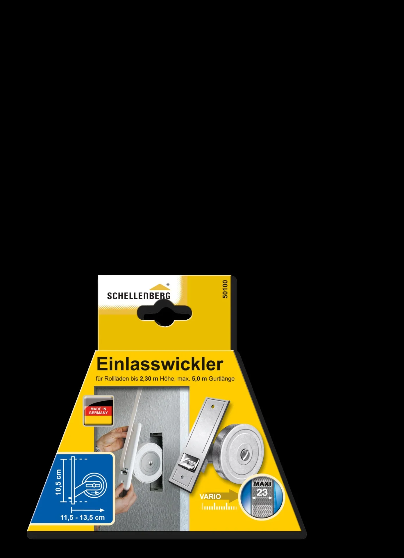 Einlasswickler Maxi für Rollladengurte mit 23 mm Breite - Lochabstand 10,5 cm - 1