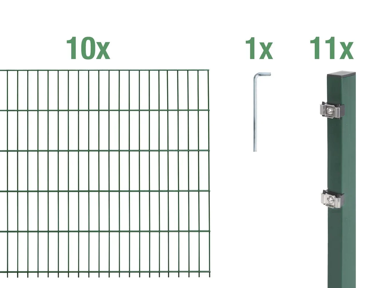 Doppelstabmattenzaun Komplettset, grün, Höhe 100 cm, Länge 20 m - 0