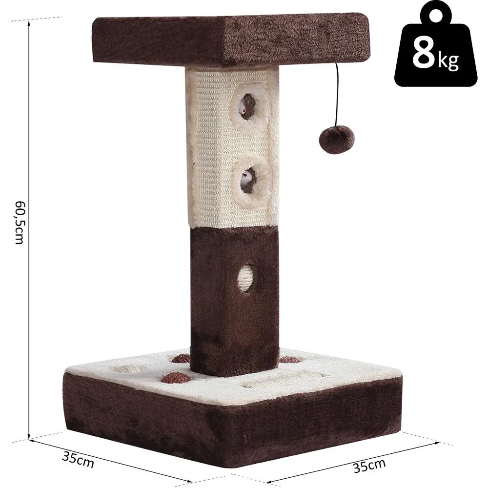 Kratzbaum Katzenbaum Spielbaum mit Ball und Roller Mäuse L35 x B35 x H60,5 cm - 2