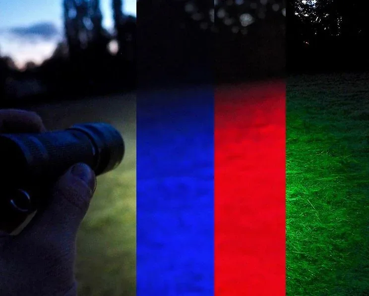 LED Taschenlampe P7QC mit 4 Lichtfarben - 2