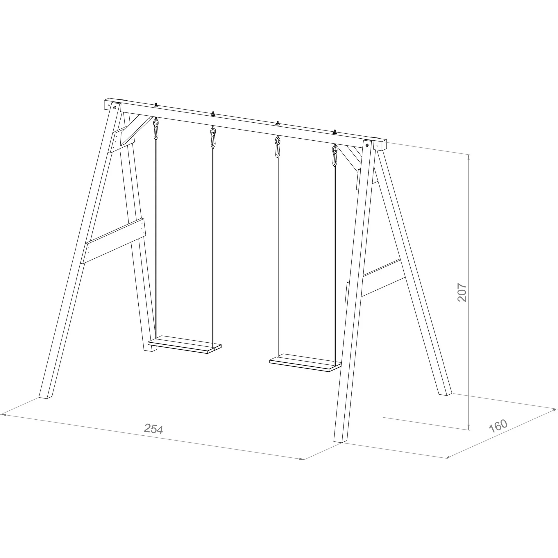 Doppelschaukel Weiß/Braun - 4