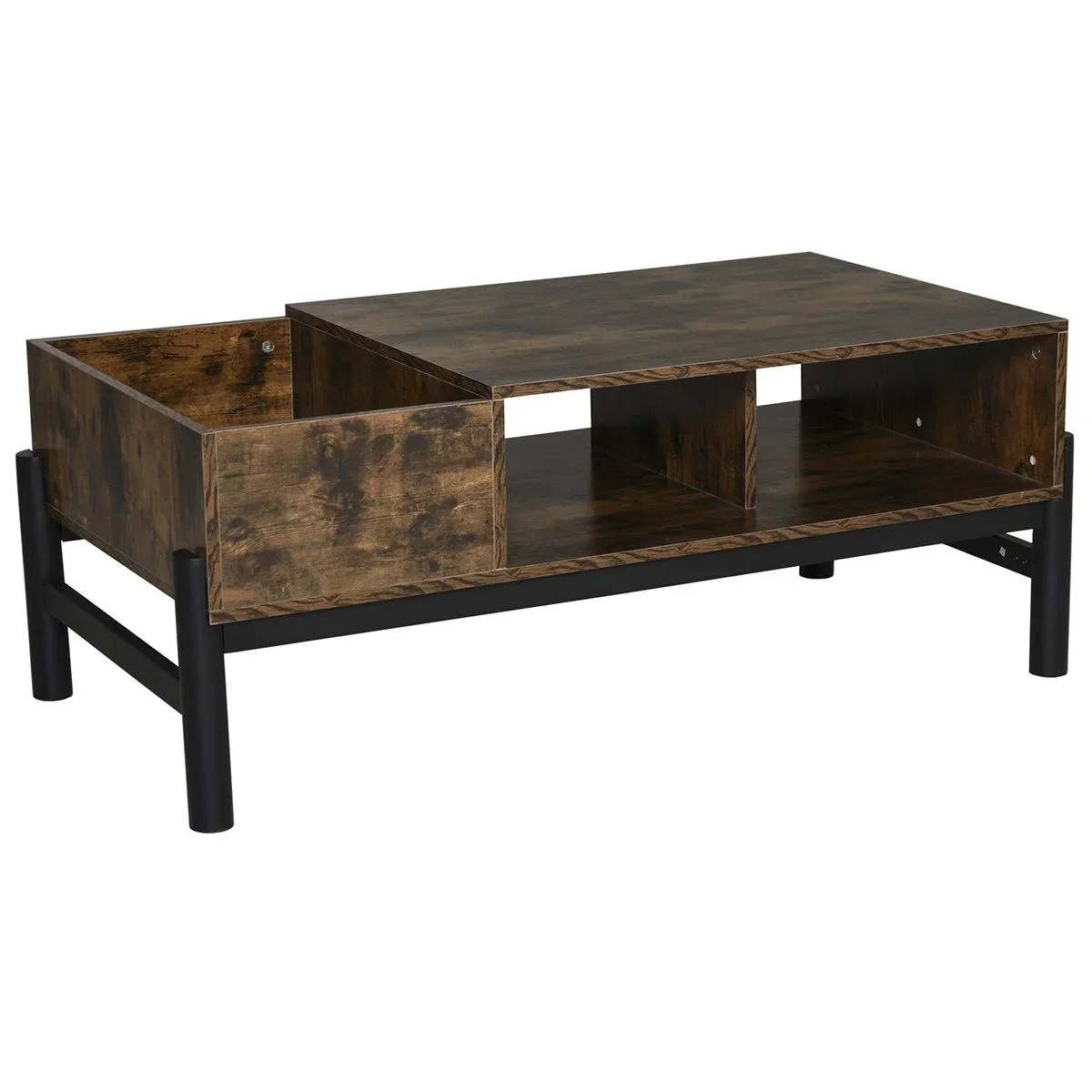 Couchtisch Beistelltisch Sofatisch Kaffeetisch Tischplatte Wohnzimmertisch Offenes Gehäuse Staufach stilvoll Spanplatte - 2