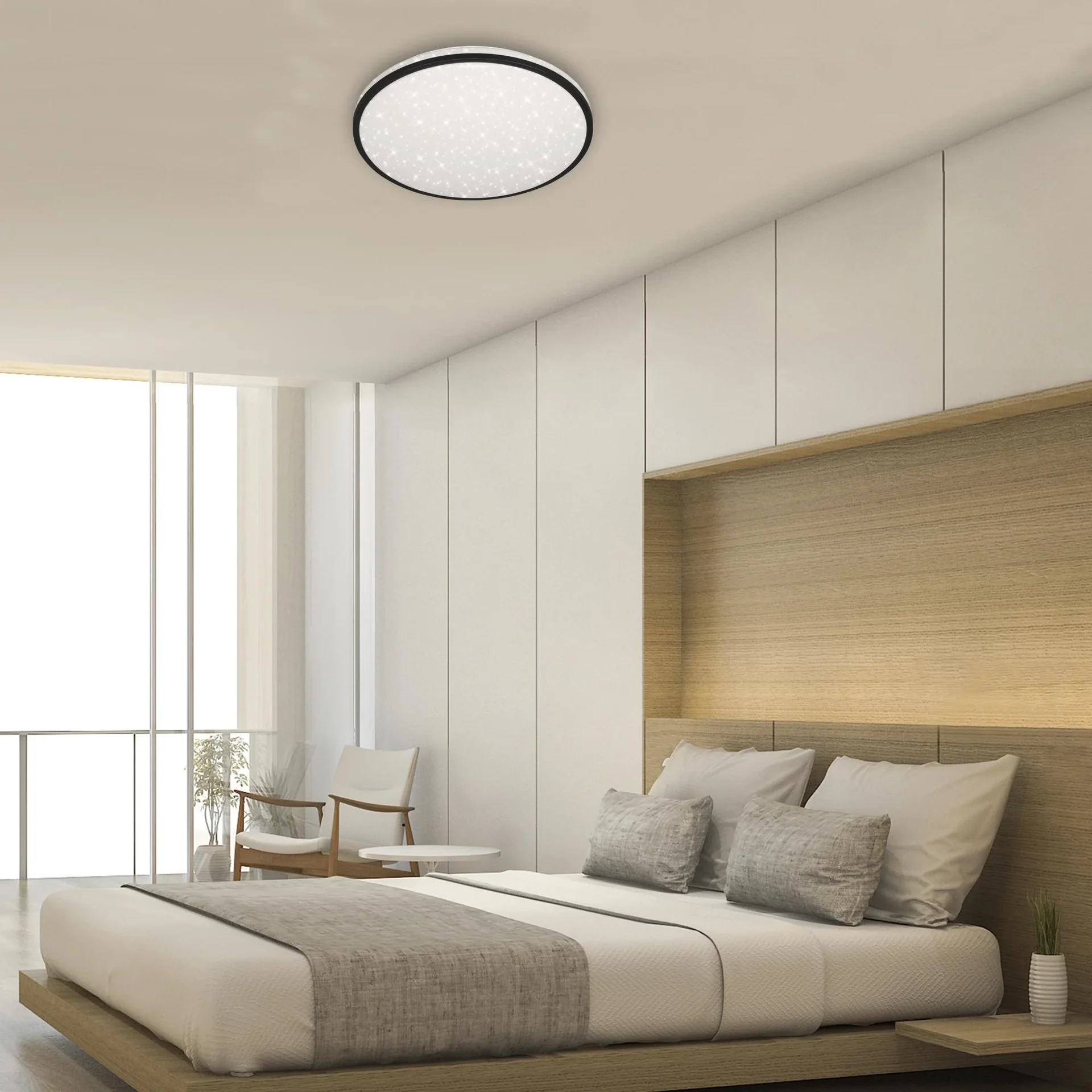 LED Deckenleuchte mit Sternendekor, rund, Ø 49,2 cm, 48 Watt, schwarz - 2