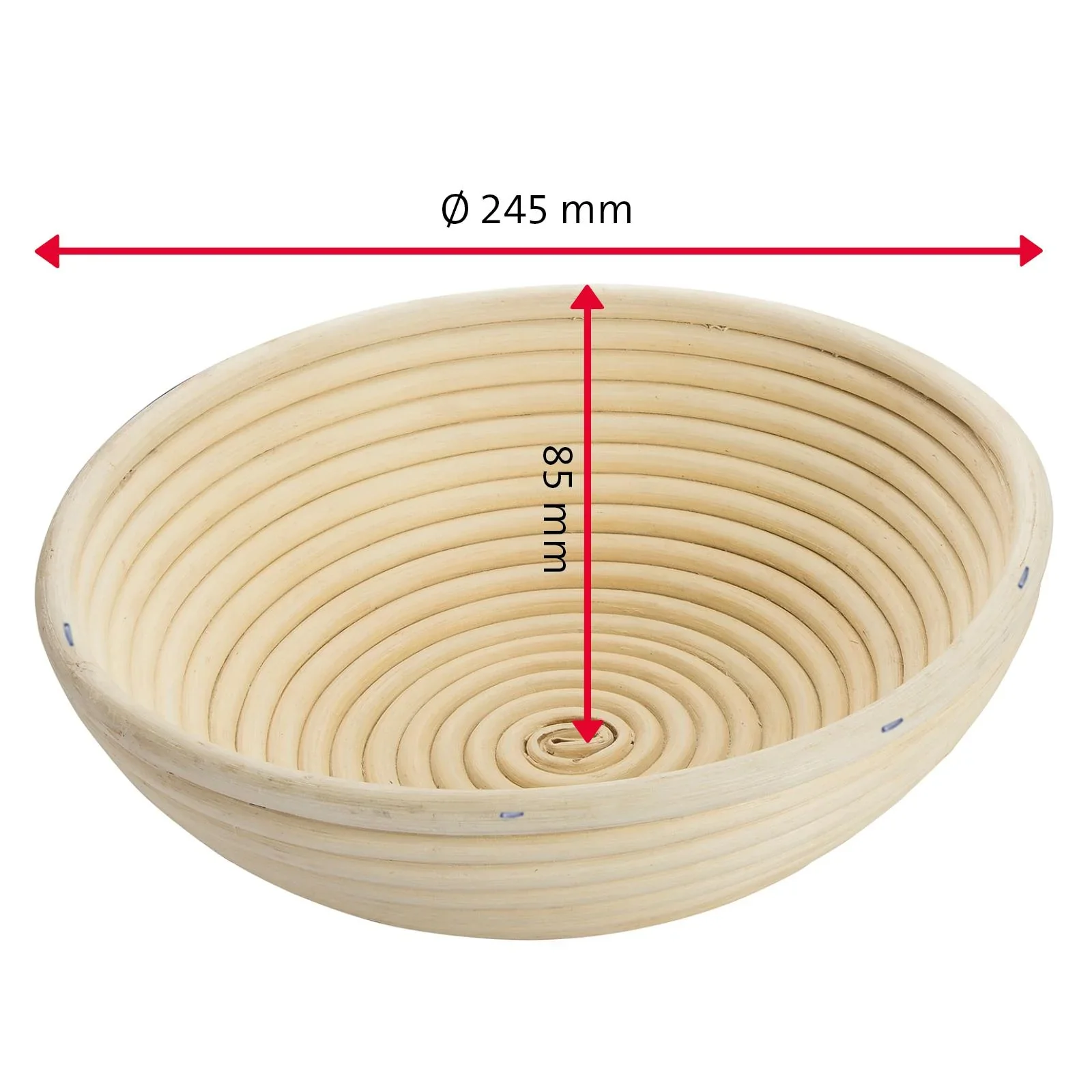 Set Gärkorb Peddigrohr mit Baumwollbezug rund - 1