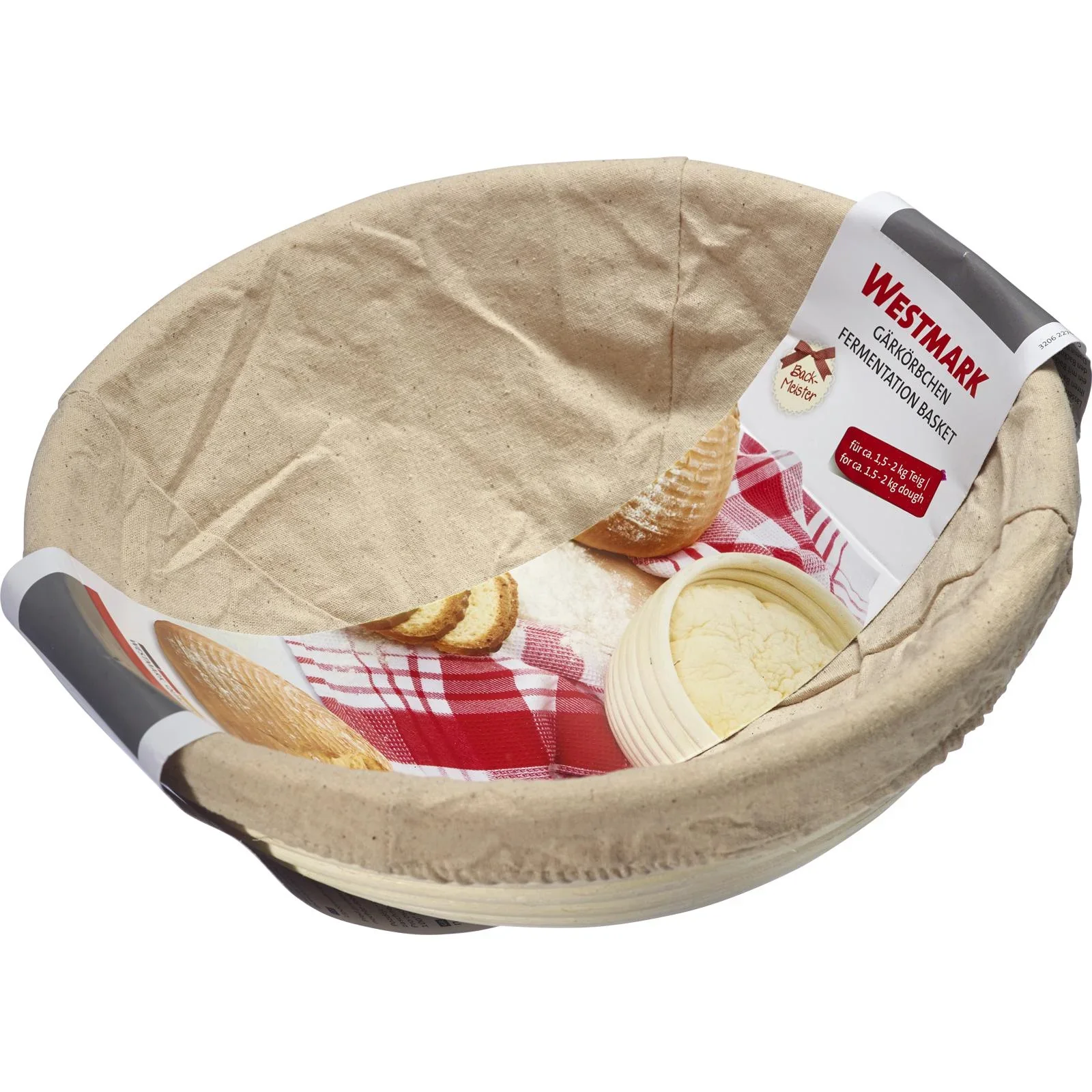 Set Gärkorb Peddigrohr mit Baumwollbezug rund - 4