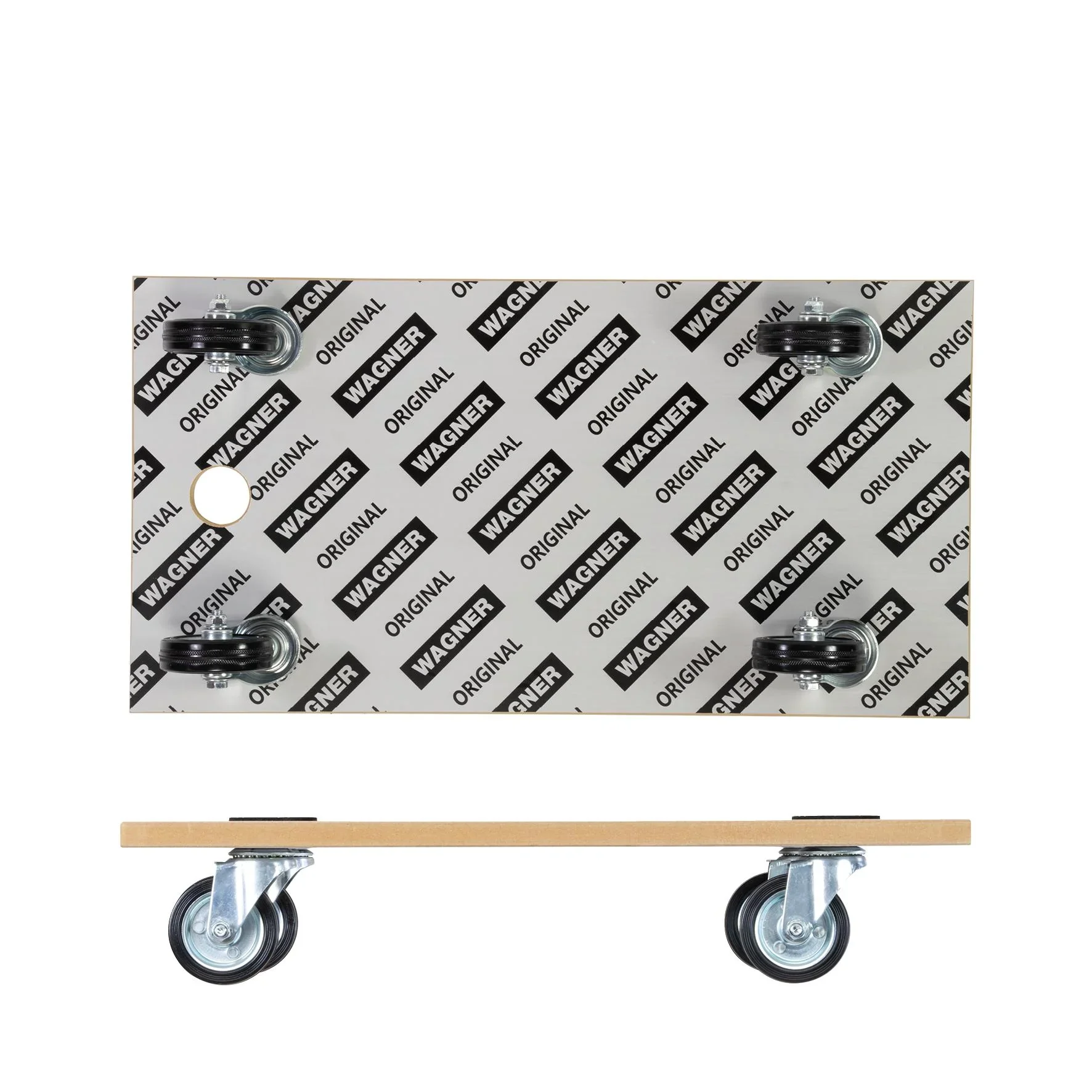 Transporthilfe MM 1316, 57,5 x 30 x 11 cm, Vollgummi Rollen Ø 75 mm, Rollenlager, Tragkraft 250 kg, MDF beschichtet - 3