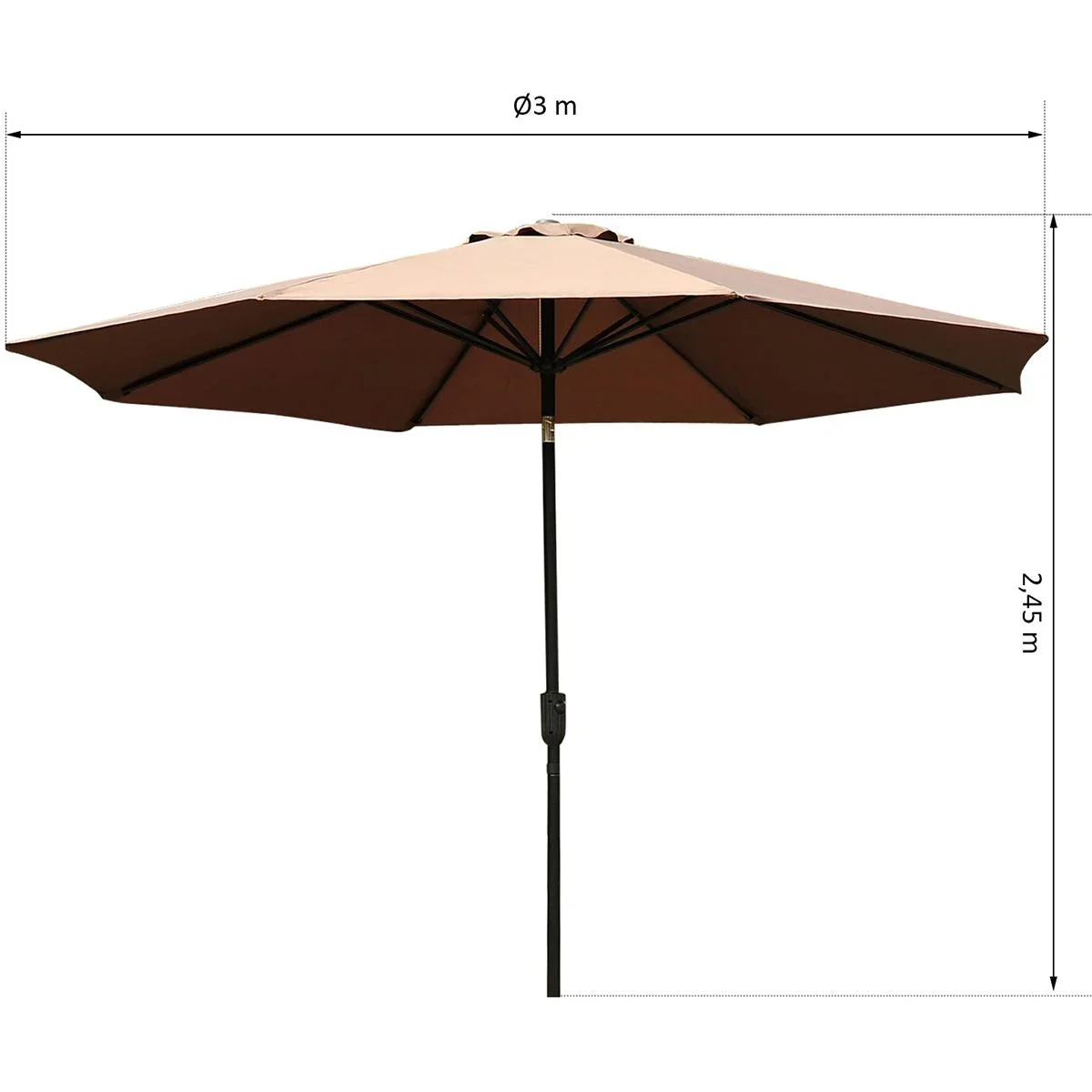 Knickschirm mit Handkurbel braun/schwarz - 5