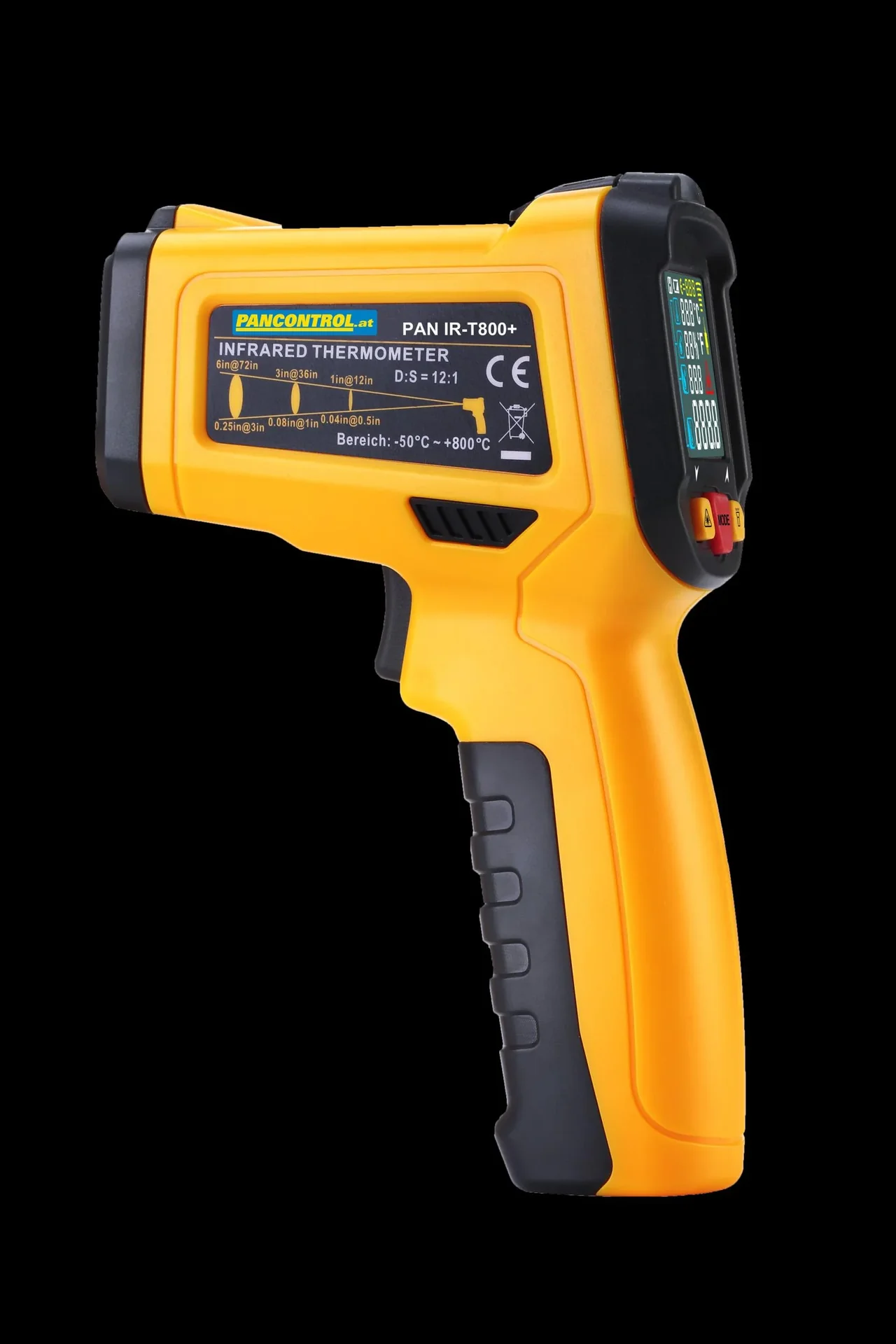 PAN IR-T800+ Profi-Infrarotthermometer 12:1, Infrarot-Temperaturmessung - 50°C - + 800°C mit Laser-Messkreis - 0