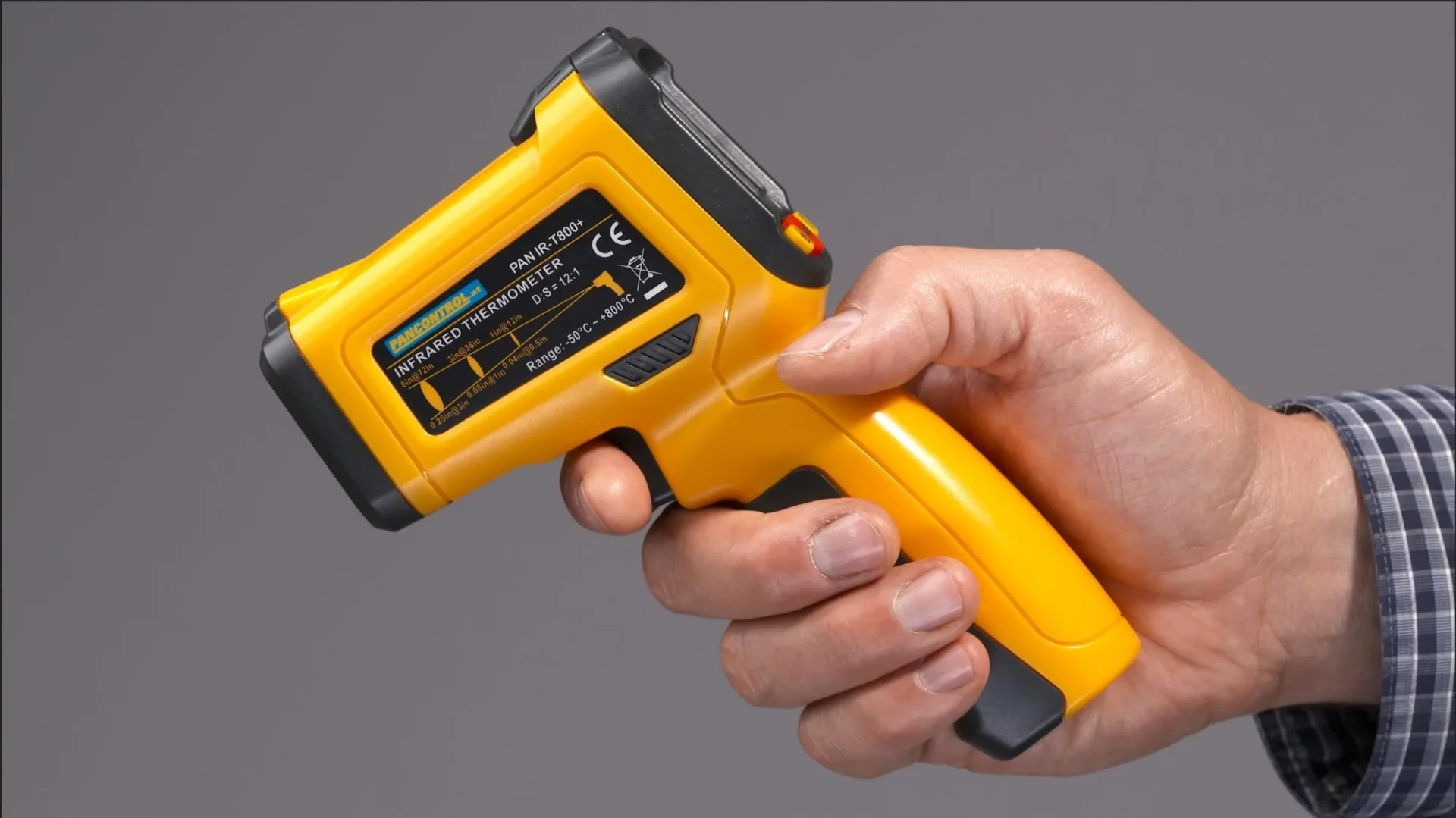 PAN IR-T800+ Profi-Infrarotthermometer 12:1, Infrarot-Temperaturmessung - 50°C - + 800°C mit Laser-Messkreis - 3