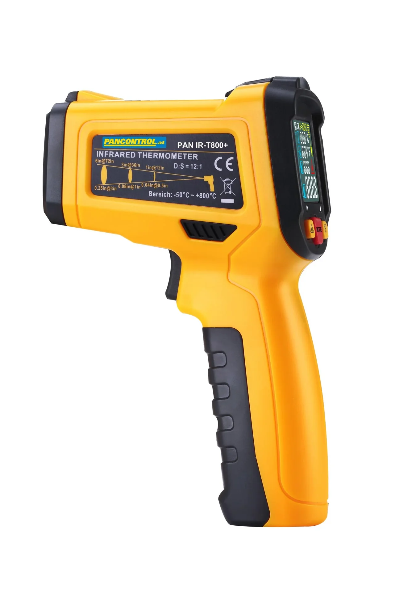 PAN IR-T800+ Profi-Infrarotthermometer 12:1, Infrarot-Temperaturmessung - 50°C - + 800°C mit Laser-Messkreis - 6