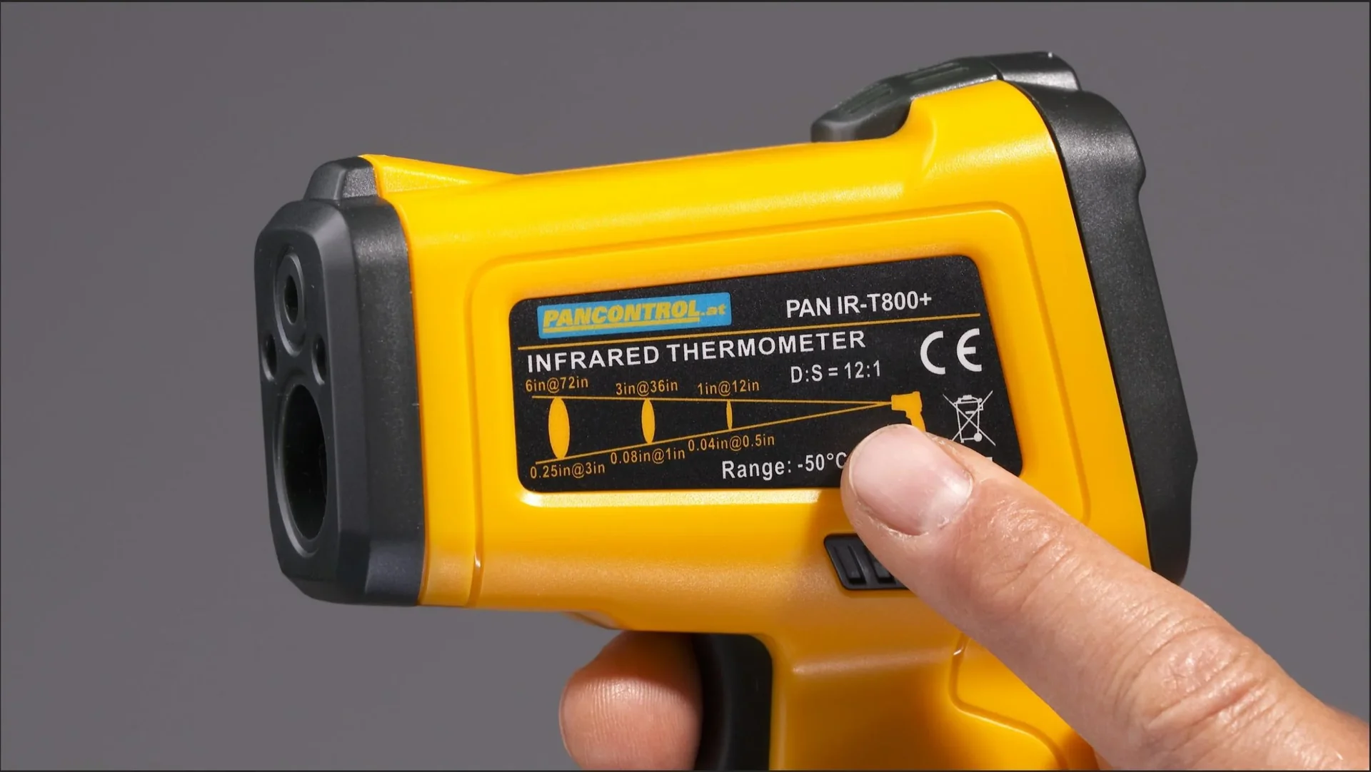 PAN IR-T800+ Profi-Infrarotthermometer 12:1, Infrarot-Temperaturmessung - 50°C - + 800°C mit Laser-Messkreis - 7