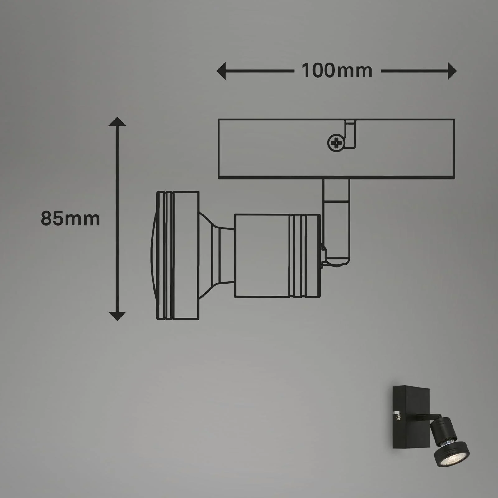 LED Spotleuchte 1-flammig, schwarz, GU10 Fassung, inklusive LED Leuchtmittel, 4,9 Watt, 460 lm, 3000 K - 1