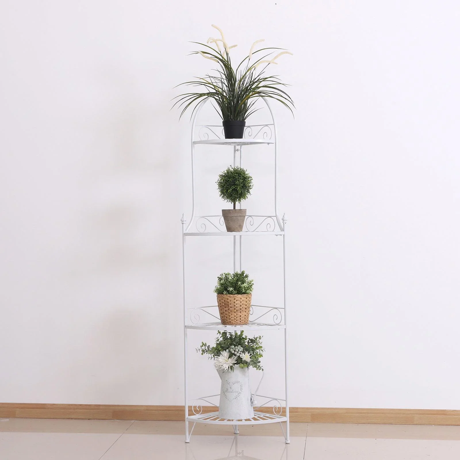 Badregal Pflanzregal Standregal Bücherregal Lagerregal Aufbewahrungsregal faltbar Metall Weiß 46 x 31 x 157 cm - 5