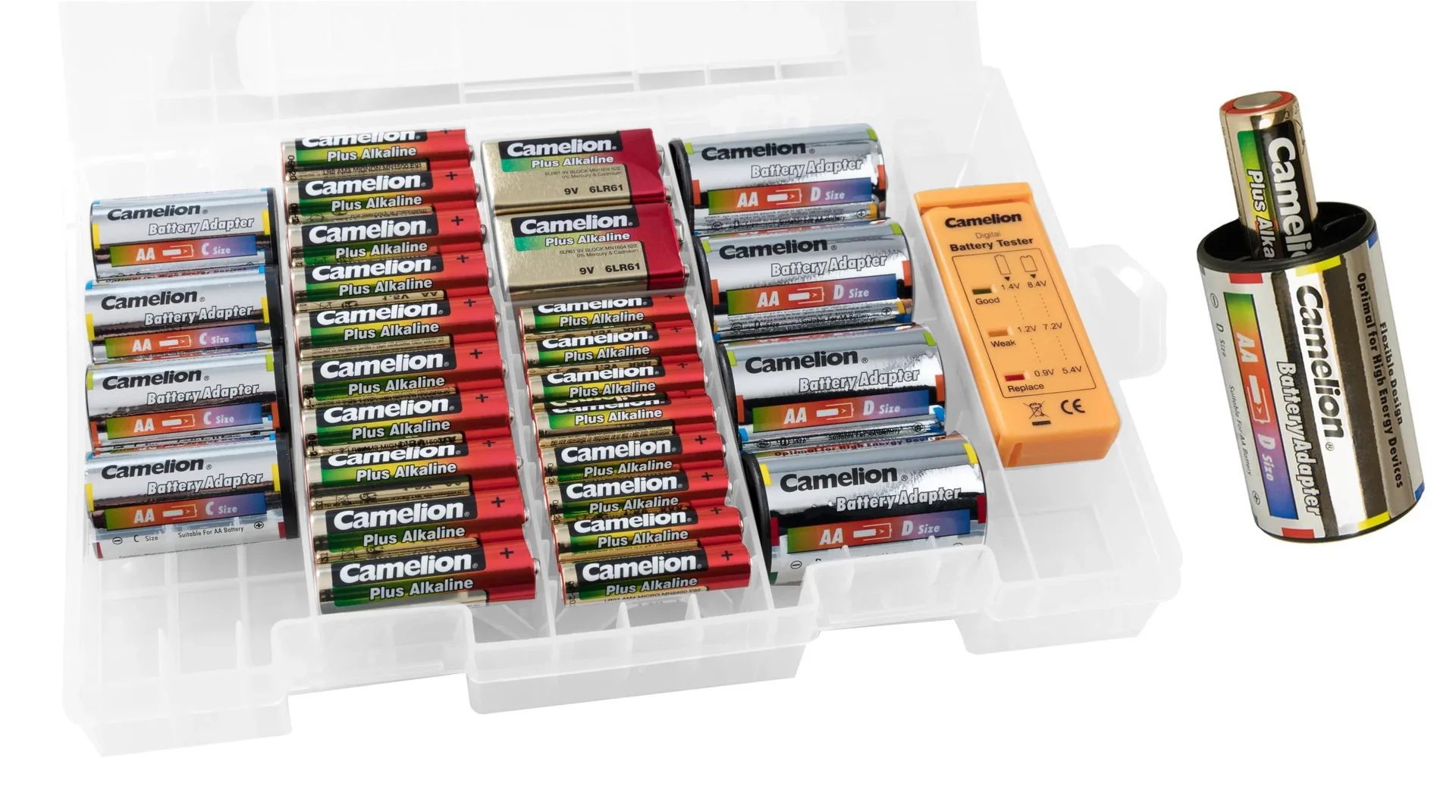 Plus Alkaline Batteriebox mit Batterietester und Adapter - 29-teilig - 1