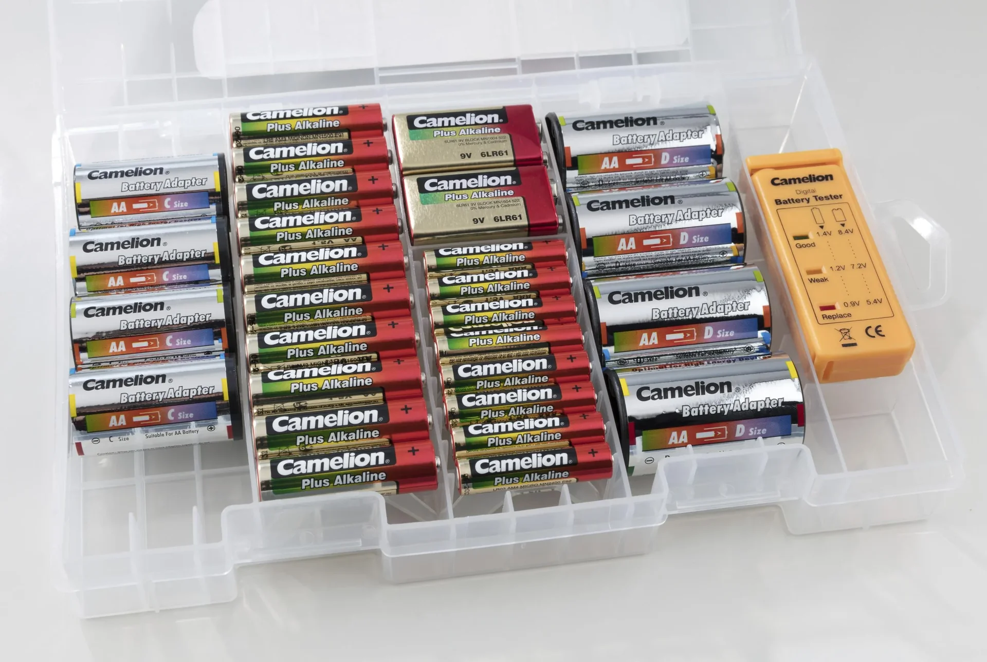 Plus Alkaline Batteriebox mit Batterietester und Adapter - 29-teilig - 6