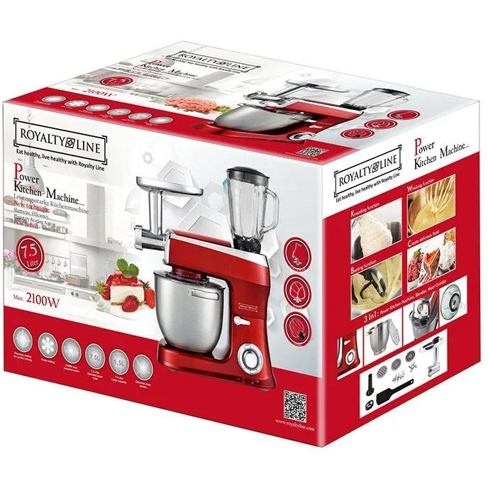 3-in-1 Küchenmaschine PKM 2100W 7,5L Edelstahl Rot - 0