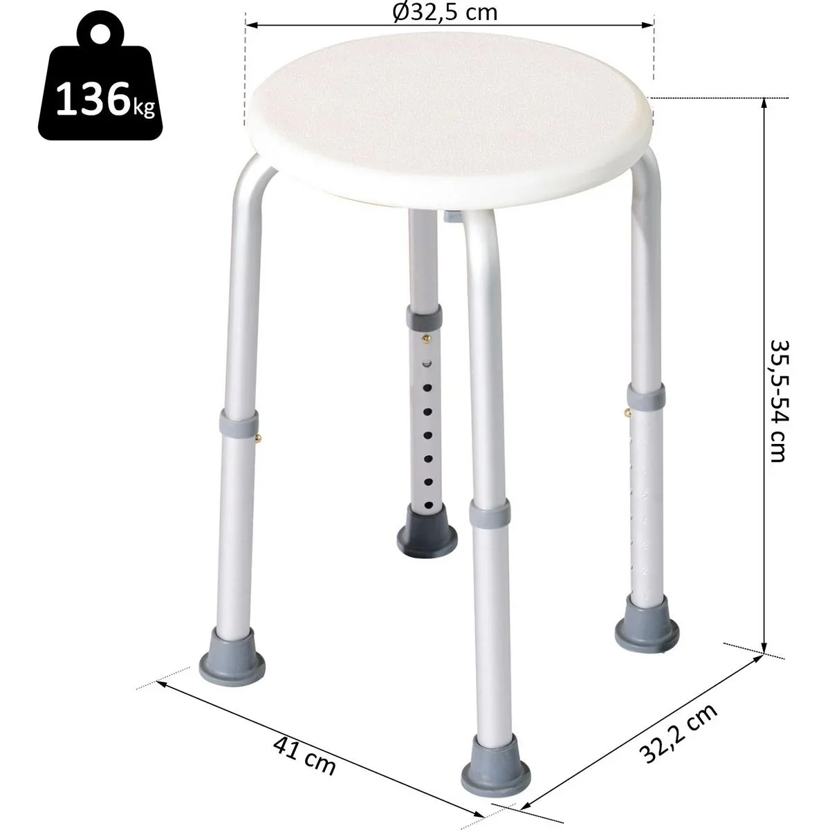 Badehocker rund weiß - 0