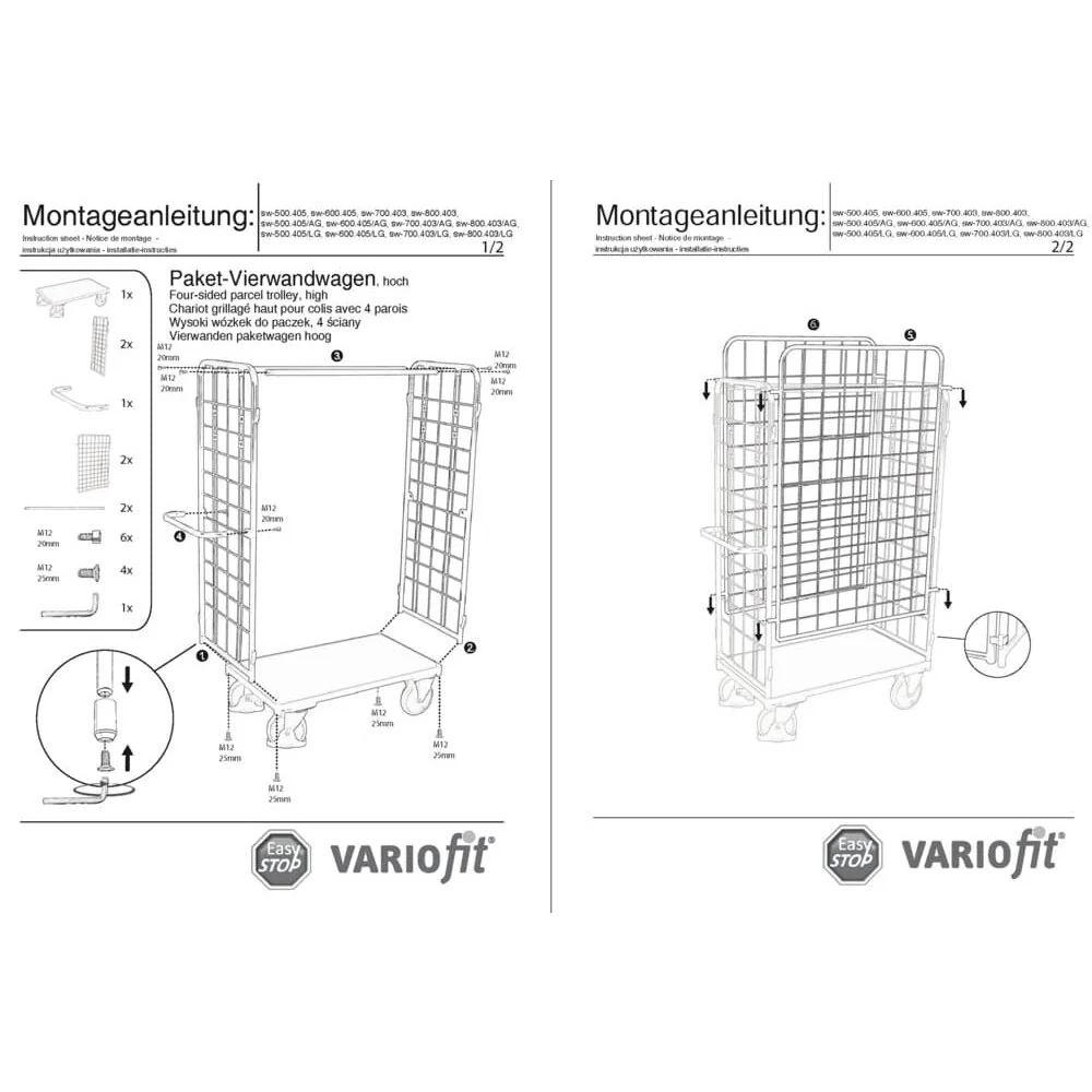 Paket-Vierwandwagen hoch Typ M + EasySTOP-1