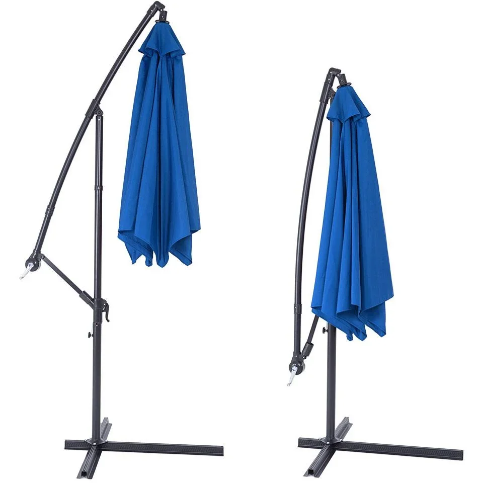 Sonnenschirm faltbar Aluminium blau mit Pendel Ø 330 cm - 1