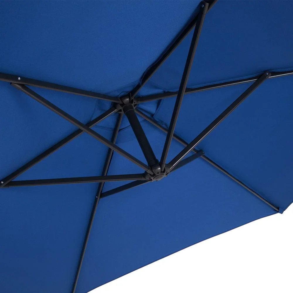 Sonnenschirm faltbar Aluminium blau mit Pendel Ø 330 cm - 6