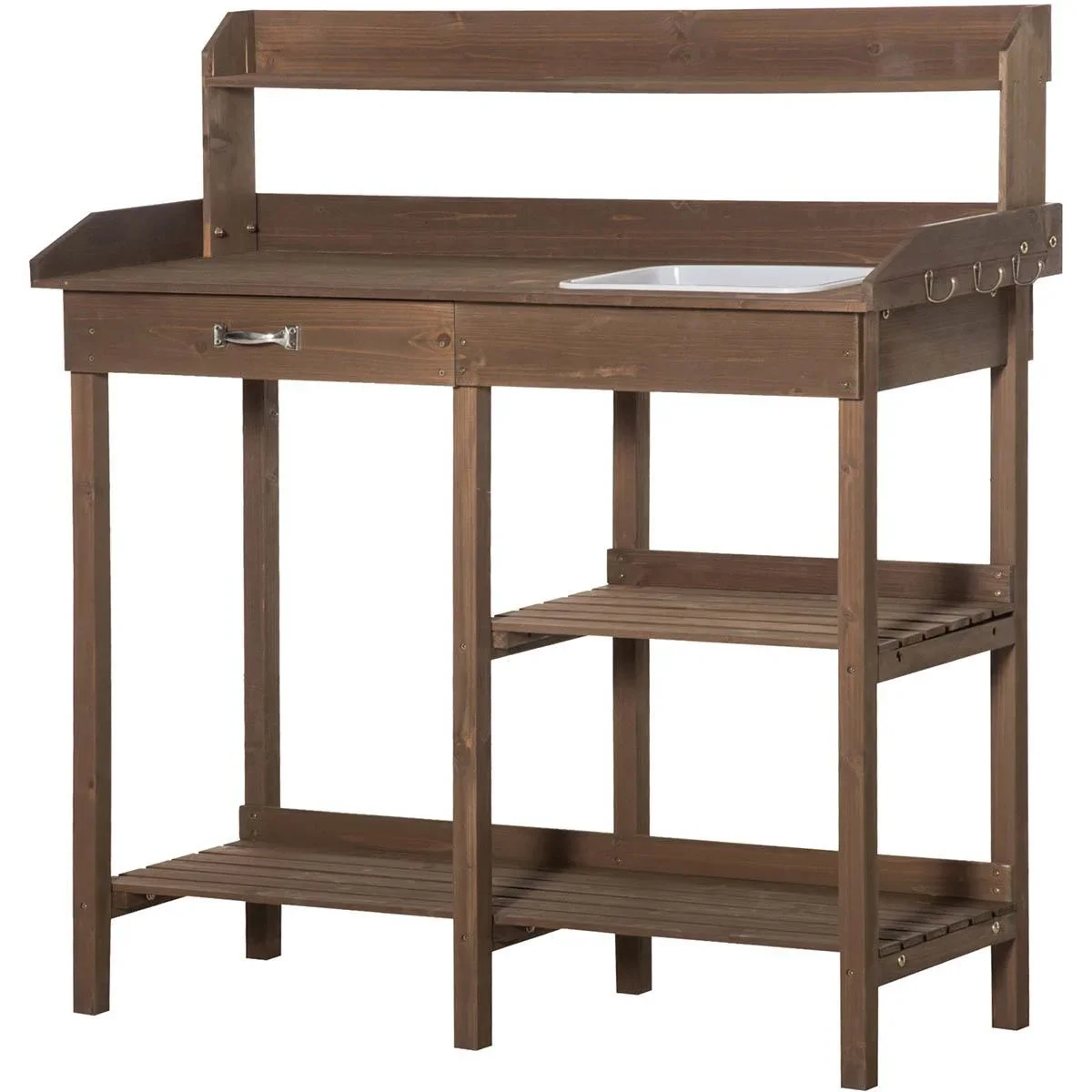 Pflanztisch mit Wanne Holz Braun 117 x 45 x 121 cm - 0