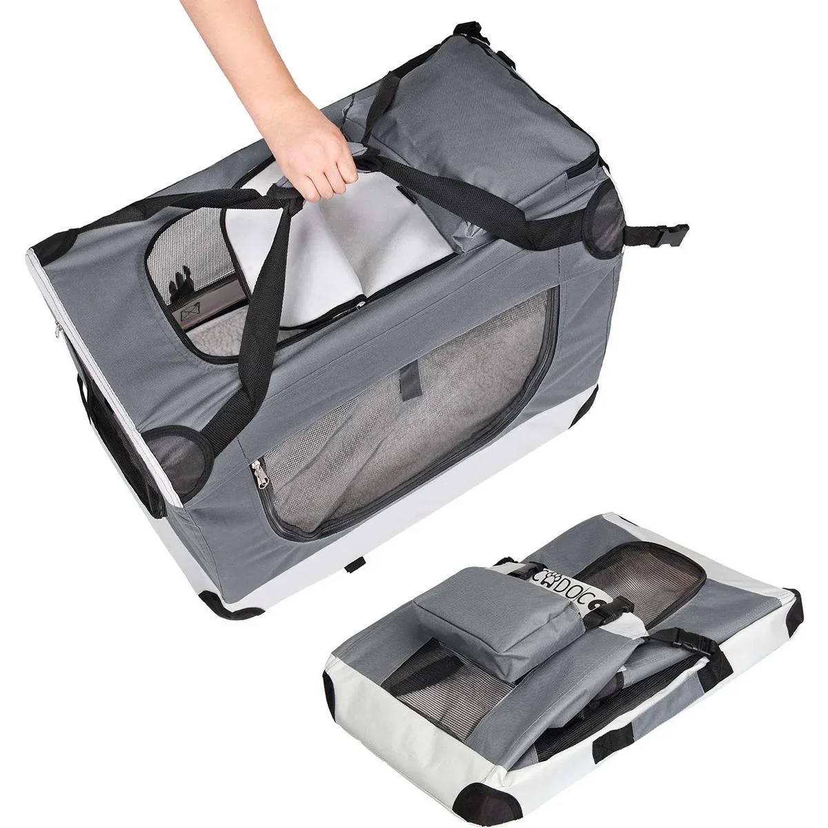 Hundetransportbox XL 82 x 59 x 59cm grau - 2