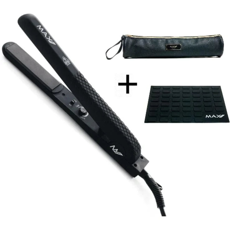 Max Pro Gloss Stylingzange Schwarz inkl. Hitzeschutzmatte & Schutztasche - 2