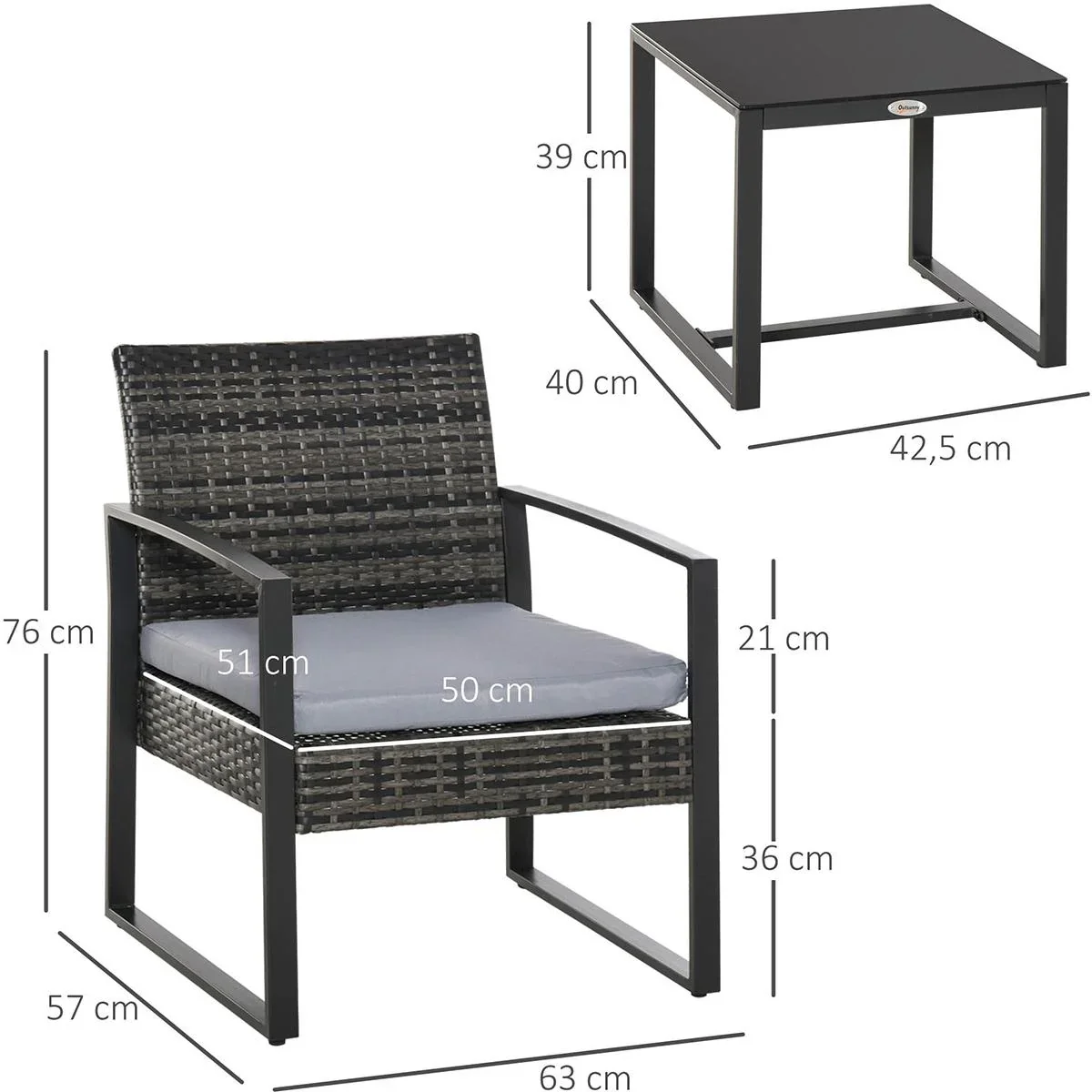 Polyrattan Sitzgruppe als 5-tlg. Set schwarz - 2