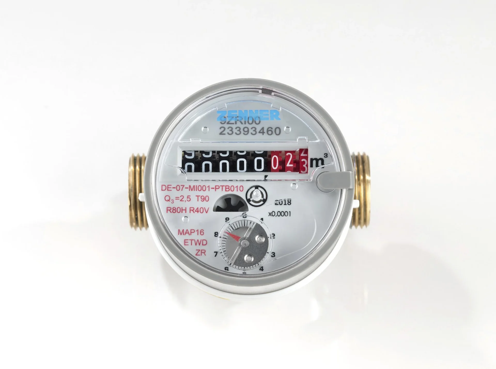 Einstrahl Wohnung Wasserzähler für Warmwasser QN 2,5/ R 3/4"/ 130 mm - 1